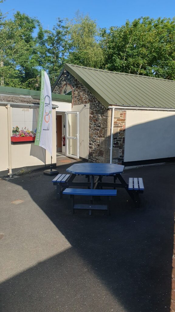 Food bank entrance in the garden room